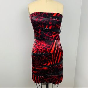 Jump Apparel Strapless Satin Sequin Mini Dress
